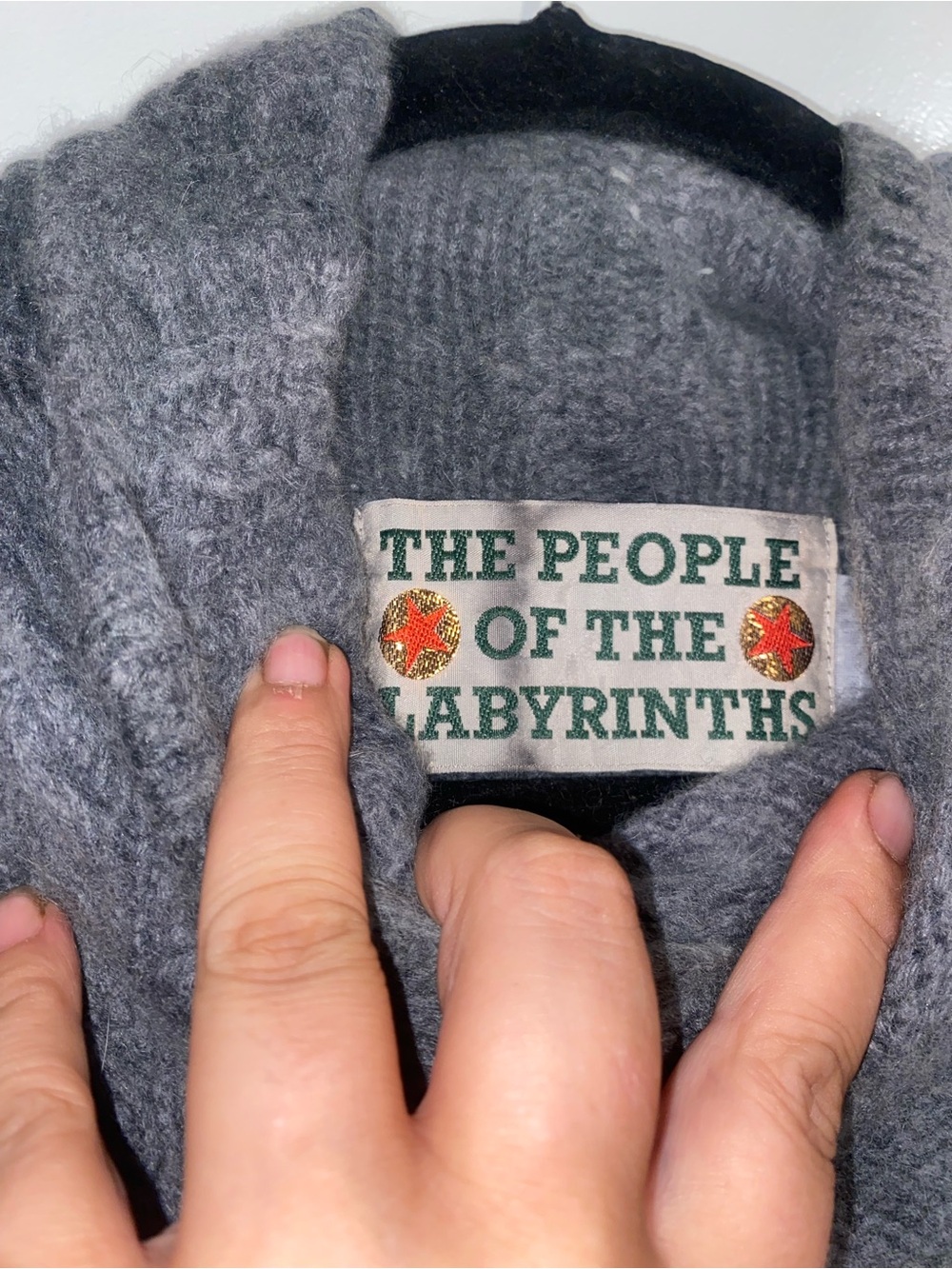 The People of the Labyrinths Gray Angora Cashmere Lambswool Cable Knit Sweater S